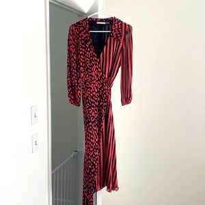 Alice and Olivia Pink and Black Wrap Dress